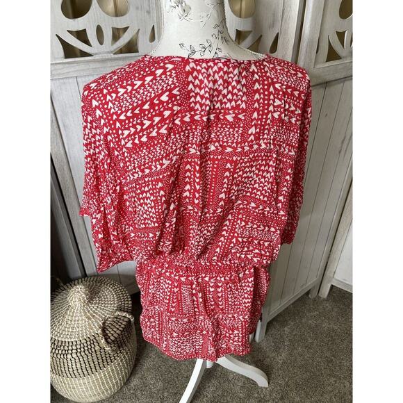 VICTORIA'S SECRET Red White Heart Print Swim Cover Up Kimono Robe One Size - Picture 3 of 7